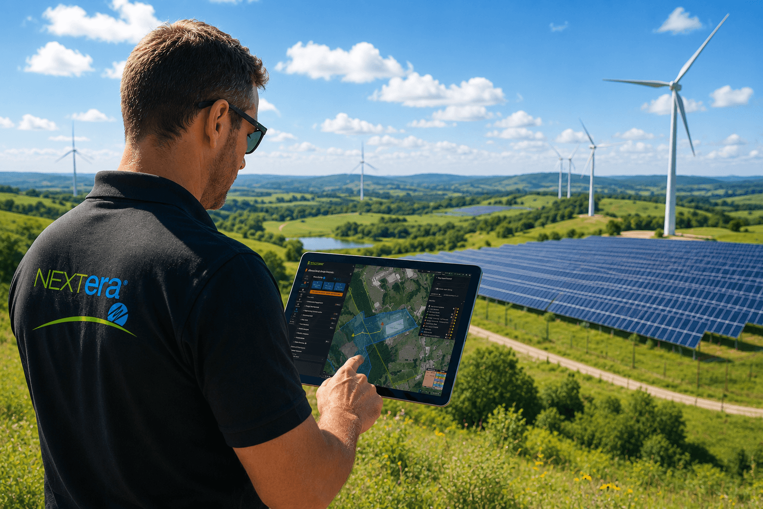 Discover renewable energy site intelligence platform showing geospatial mapping interface