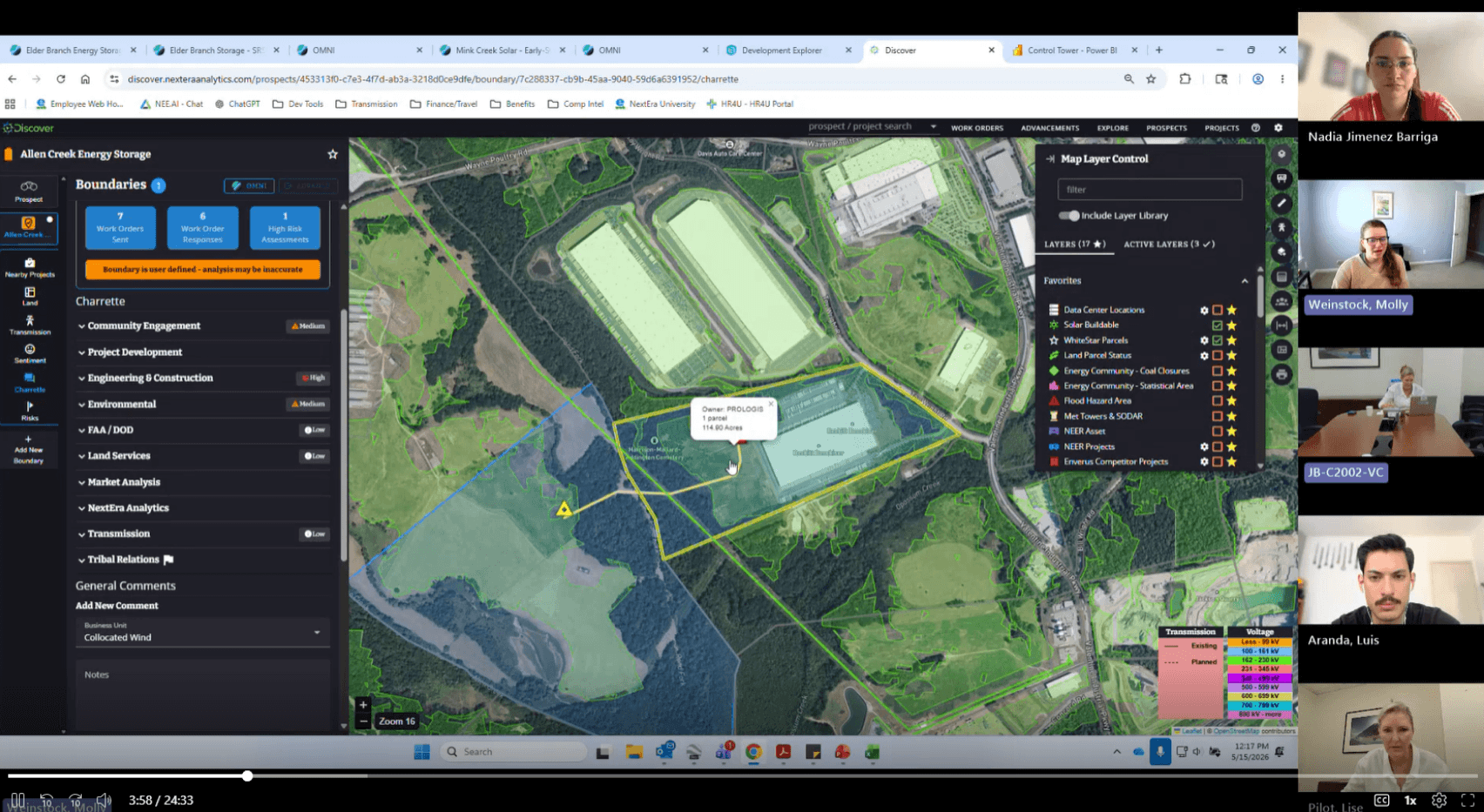 Discover renewable energy site intelligence platform showing geospatial mapping interface