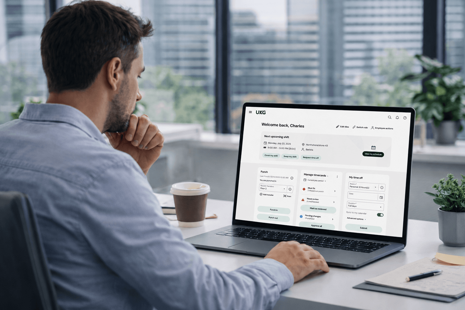 One UKG experience hero showing unified enterprise workforce management platform